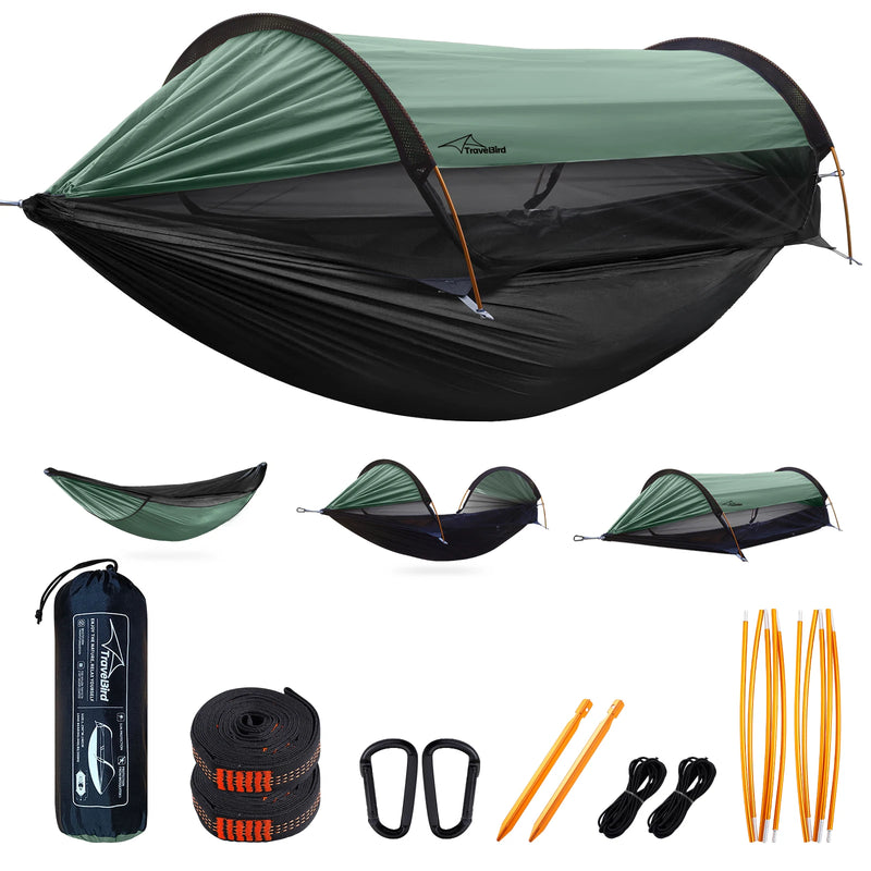 Load image into Gallery viewer, 2-Person Hammock with Net &amp; Sunshade – Lightweight Outdoor Camping Setup
