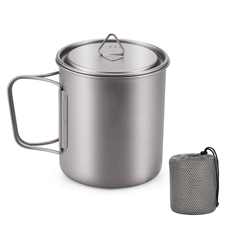 Load image into Gallery viewer, Ultralight Titanium Camp Mug | 300ml–750ml Foldable Handle Cup | Outdoor Camping Picnic Drinkware
