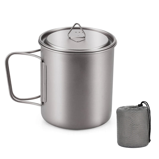 Ultralight Titanium Camp Mug | 300ml–750ml Foldable Handle Cup | Outdoor Camping Picnic Drinkware