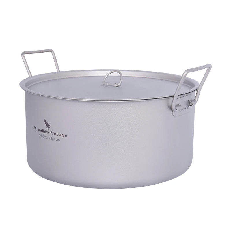 Load image into Gallery viewer, Titanium 5L Camping Stockpot | Large Capacity Outdoor Cookware | Hiking Picnic Soup Pot
