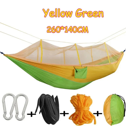 Ultra-Light Nylon Camping Hammock with Mosquito Net – Aerial Tent Style