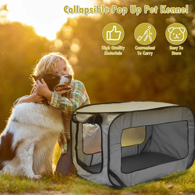 Portable Foldable Dog Travel Crate Pop-Up Kennel Tent for Small Dogs & Cats