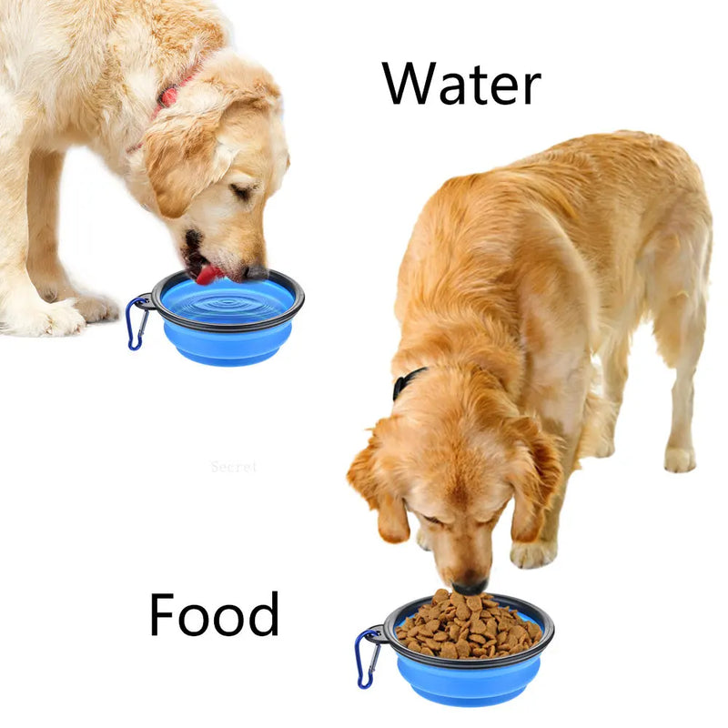 Load image into Gallery viewer, Collapsible Pet Silicone Dog Food Water Bowl Outdoor Camping Travel Portable Folding  Supplies   Dishes with Carabiner
