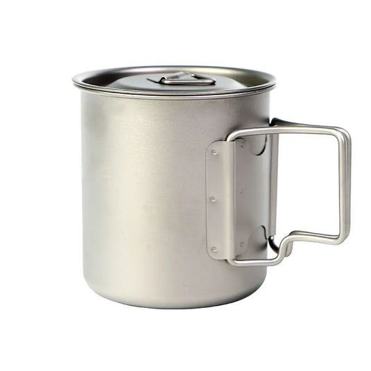 Titanium Camping Cup Pot | 450ml 550ml 650ml 750ml | Ultralight Folding Handle Ti Cook Cup