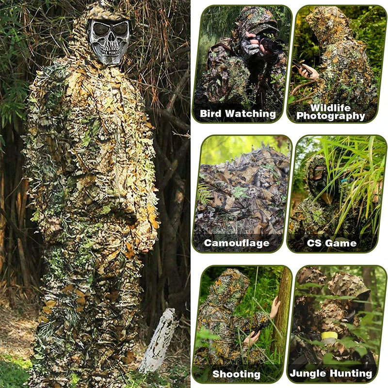 Load image into Gallery viewer, Hunting Ghillie Suit 3D Leafy Camo Military and Shooting Accessories Tactical Gear Clothing for Airsoft Wildlife Photography
