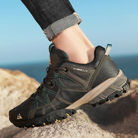 HIKEUP Men’s Breathable Hiking Sneakers – All-Terrain Comfort & Grip