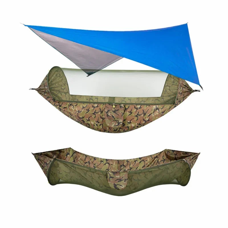 Load image into Gallery viewer, Camping Hammock with Mosquito Net and Rain Fly – 2-Person Portable Outdoor Hammock for Backpacking, Travel, Survival
