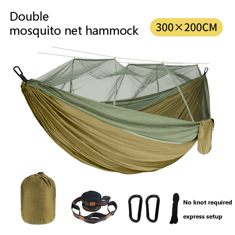 Load image into Gallery viewer, Double Mosquito Net Hammock, Outdoor Camping, Anti-Rollover, Oversized Umbrella Cloth, Anti-Rollover Cloth, 300 × 200cm
