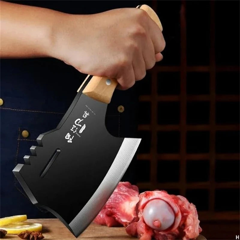 Load image into Gallery viewer, High Hardness Thickened Bone Chopping Axe for Butchers Kitchen Knife Black Wood Handle Forged Forged Bone Chopping Knife
