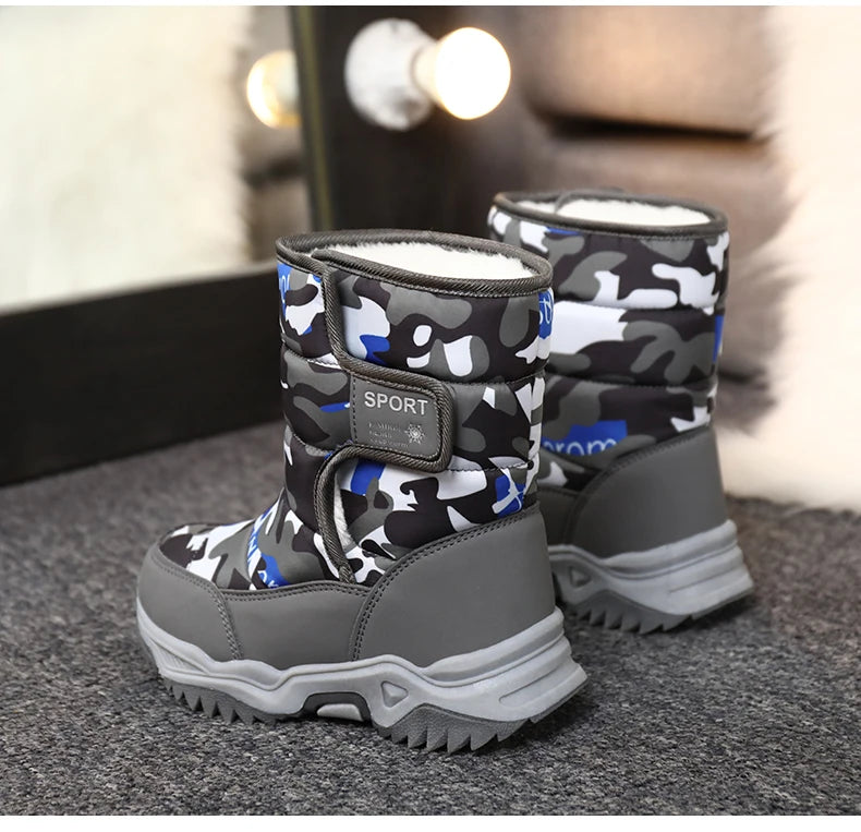 Load image into Gallery viewer, Hot Camouflage Children Snow Boots Hig Top Velvet and Thicken Kids Boot Girl Boys  Anti-slip Wear-resistant Shoe Child Snow Boot
