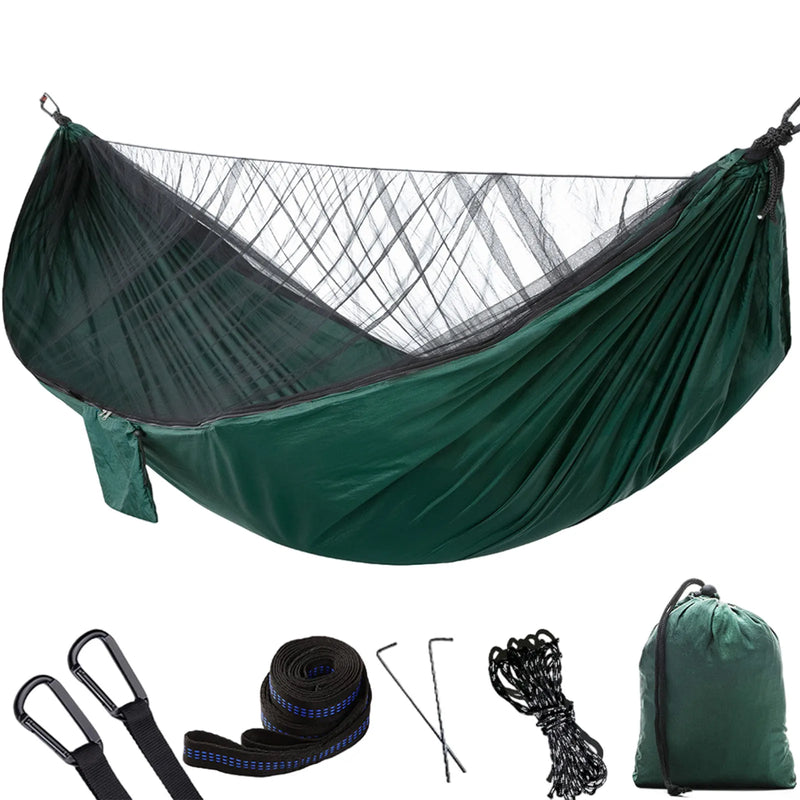 Load image into Gallery viewer, Double/Single Camping Hammock with Mosquito Net &amp; Tree Straps
