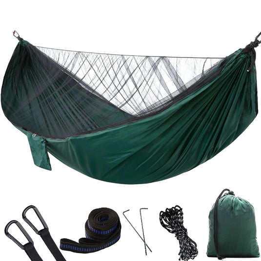 Double/Single Camping Hammock with Mosquito Net & Tree Straps