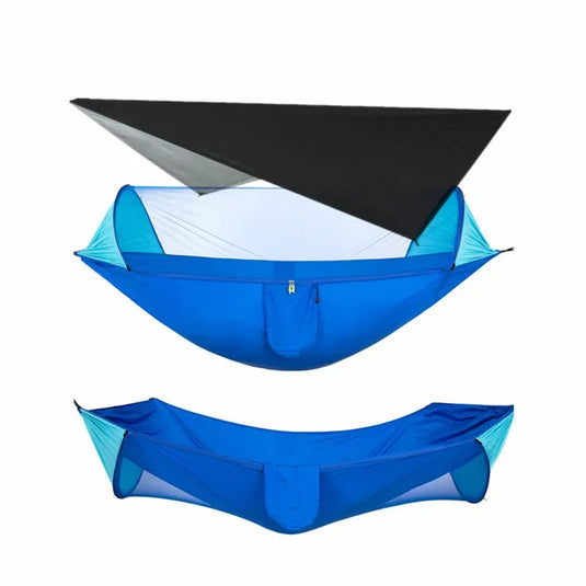 Camping Hammock with Mosquito Net and Rain Fly – 2-Person Portable Outdoor Hammock for Backpacking, Travel, Survival