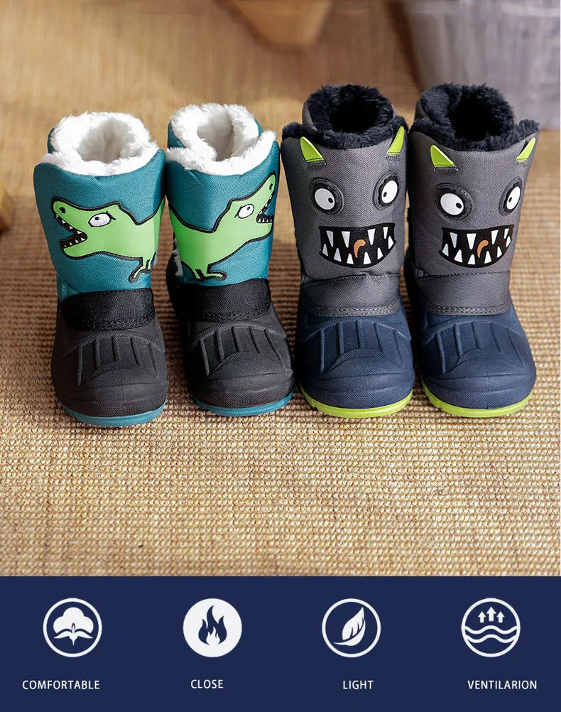 Load image into Gallery viewer, Winter Children Snow Boots Girls High-top Princess Boots Boys Anti-kick Thicken Cotton Shoes Baby Soft Waterproof Cartoon Boots
