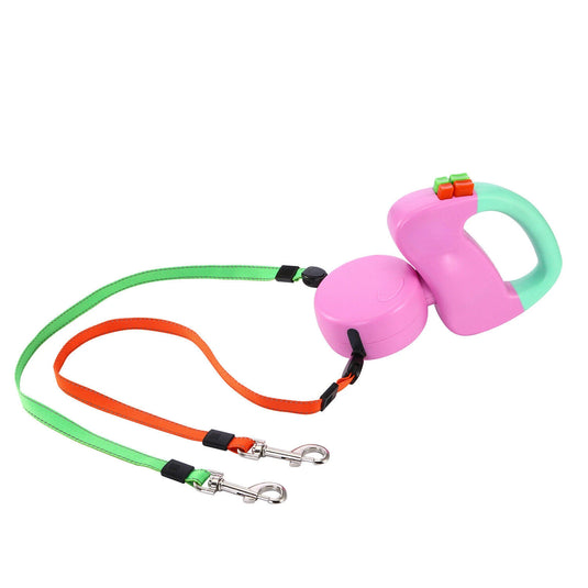 Double Retractable Dog Leash Heavy-Duty, Tangle-Free Walking for Two Dogs (Up to 50lbs Each)