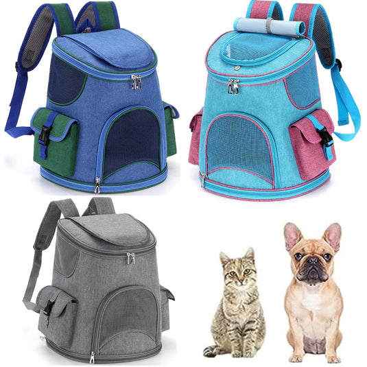 Breathable Pet Travel Backpack Comfortable Carrier with Side Pockets for Small Dogs & Cats