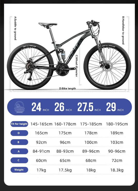 26/27.5-Inch Soft-Tail Mountain Bike – Full Suspension Downhill MTB with 24/27/30-Speed Drivetrain