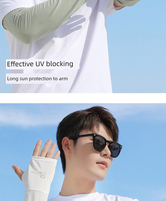 Men Ice Silk Long Widened Ice Sleeve Summer Plus Size Loose Sun Protection Oversleeve UV Protection Sleeves Arm Oversleeve