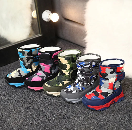 New Winter Children's Warm Boots Boys Non-slip Comfortable Soft Fur Snow Boots Children Outdoor Snow Boots Cotton Boots 26-38