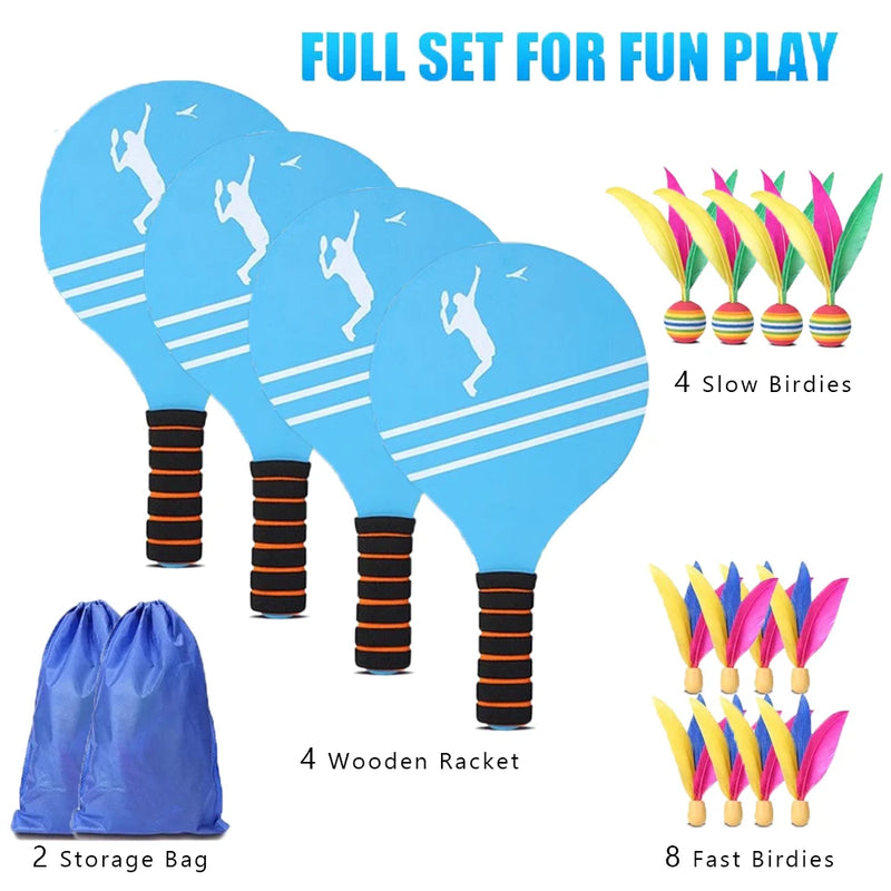 Load image into Gallery viewer, All-Ages Wooden Badminton Set for Outdoor Fun &amp; Family Bonding
