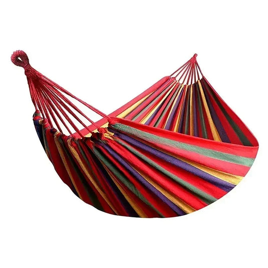 Colorful striped hammock on a white background