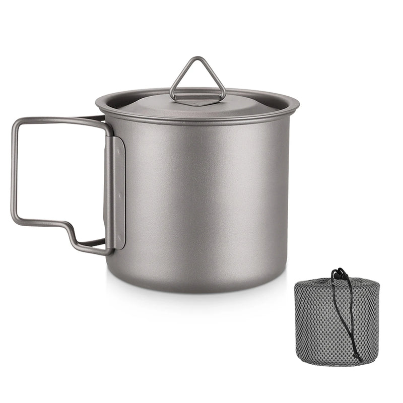 Load image into Gallery viewer, Ultralight Titanium Camp Mug | 300ml–750ml Foldable Handle Cup | Outdoor Camping Picnic Drinkware
