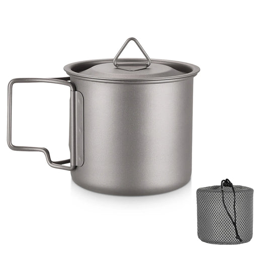Ultralight Titanium Camp Mug | 300ml–750ml Foldable Handle Cup | Outdoor Camping Picnic Drinkware