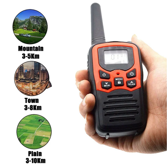 2Pcs Handheld Walkie Talkie Radio 22 Channels Set 10 Km Uhf 400-470 Mhz Dual Band Long Range Communication Transceiver