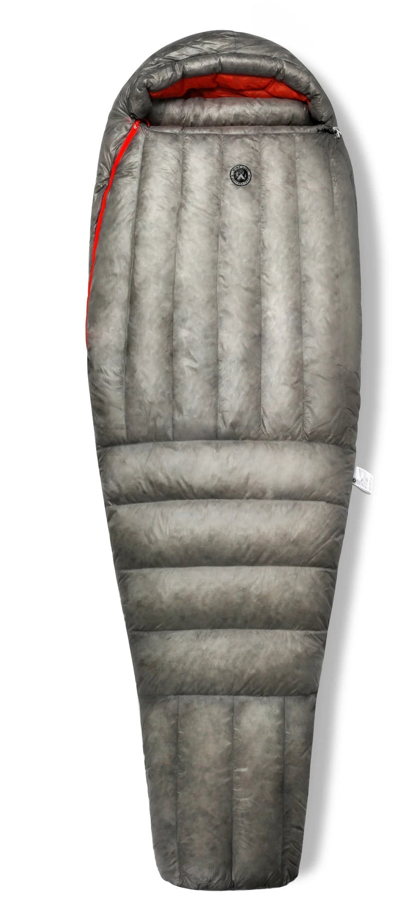 Load image into Gallery viewer, Gray sleeping bag with specifications on a white background
