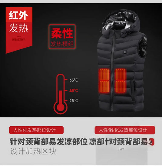 5 Ereas Heated Vest Hooded vest Heating Vest Thermal Clothing  Men Women Usb Heated Jacket Hunting Winter Fashion Heat Jacket