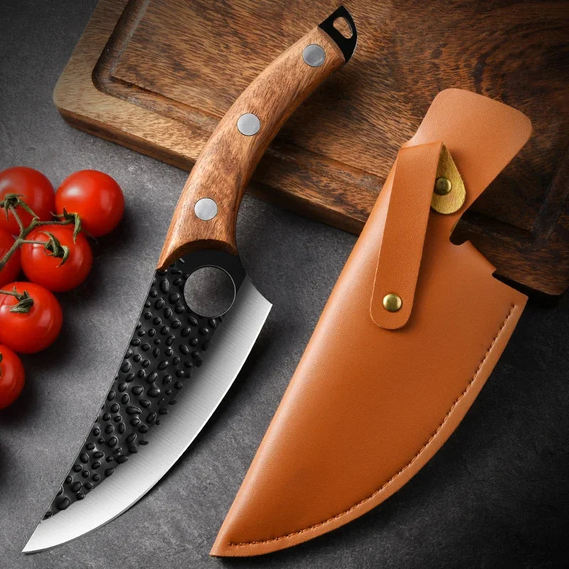 Load image into Gallery viewer, Perforated design wood handle multi-purpose kitchen knife,long sharp boning knife, professional chef&#39;s knife,kitchen accessories
