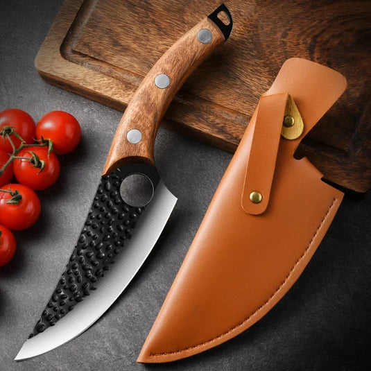 Perforated design wood handle multi-purpose kitchen knife,long sharp boning knife, professional chef's knife,kitchen accessories