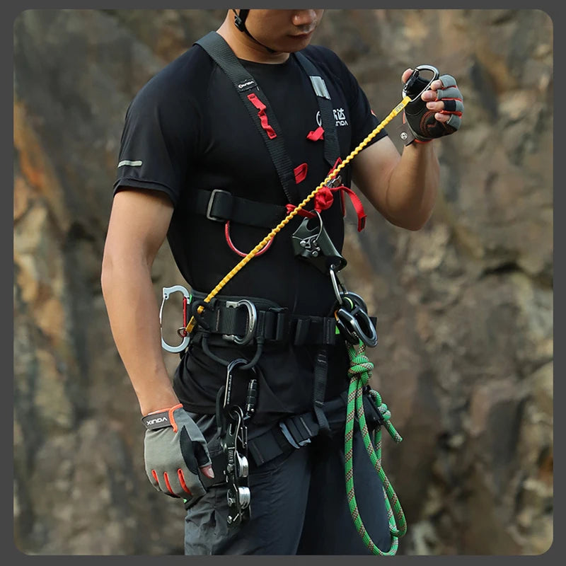 Load image into Gallery viewer, Climbing Gear Anti-Loss Elastic Rope - High Altitude Tool Safety Cord With Carabiner For Fall Protection And Drop Prevention
