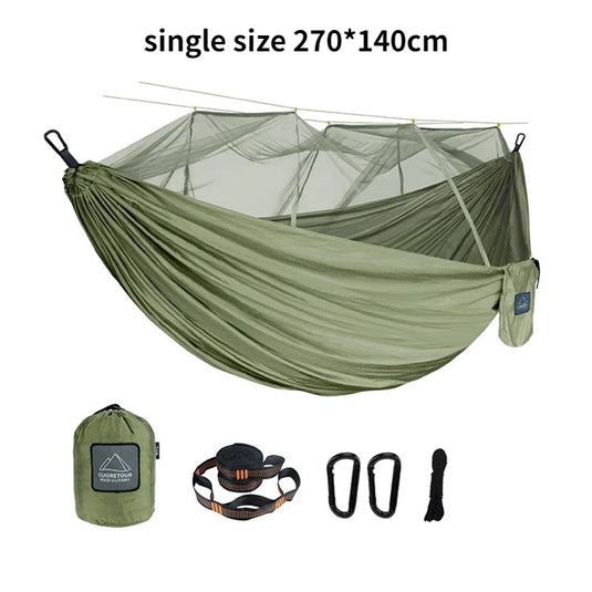 Leaftour Portable Hammock with Mosquito Net – Single & Double Sizes for Travel and Outdoor Camping