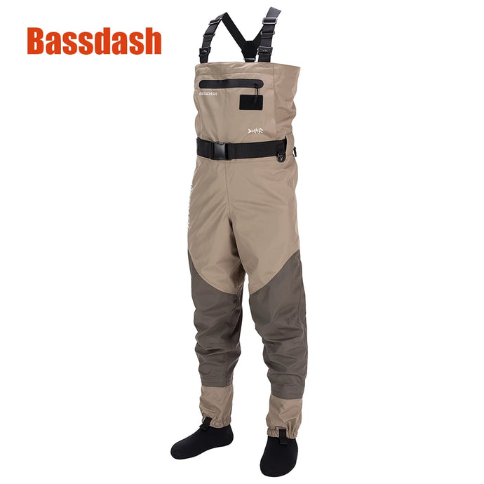 Bassdash Men Fishing Stocking Foot Wader Breathable Lightweight Chest and Waist Convertible For Hunting in 7 Sizes