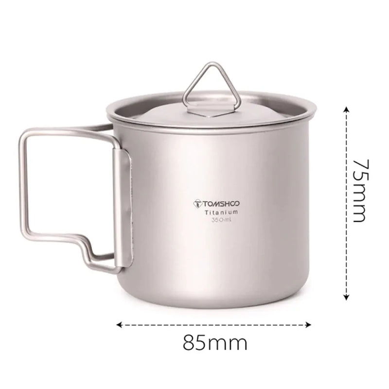 Load image into Gallery viewer, Titanium Camping Cup Mug Set | 450ml &amp; 750ml Ultralight Outdoor Cup | Foldable Handle Camp Mug
