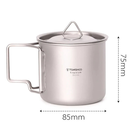 Titanium Camping Cup Mug Set | 450ml & 750ml Ultralight Outdoor Cup | Foldable Handle Camp Mug