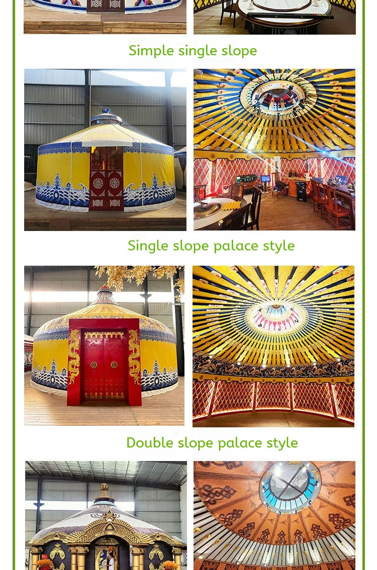 Load image into Gallery viewer, 2024 Large New Yurt Tents Double Slope Steel Bamboo Mongolian Glamping Yurt Water Resistant PVC Farmhouse Restaurant Barbecue
