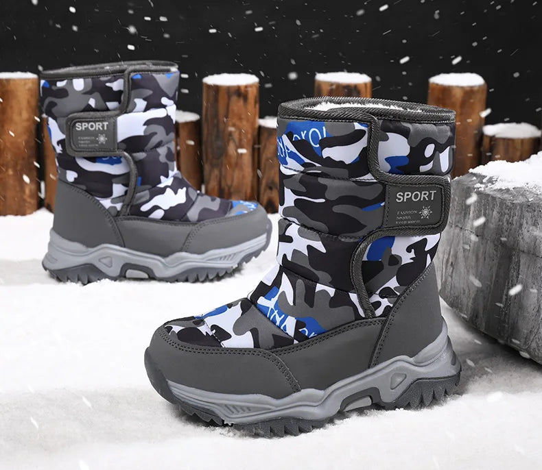 Load image into Gallery viewer, Hot Camouflage Children Snow Boots Hig Top Velvet and Thicken Kids Boot Girl Boys  Anti-slip Wear-resistant Shoe Child Snow Boot
