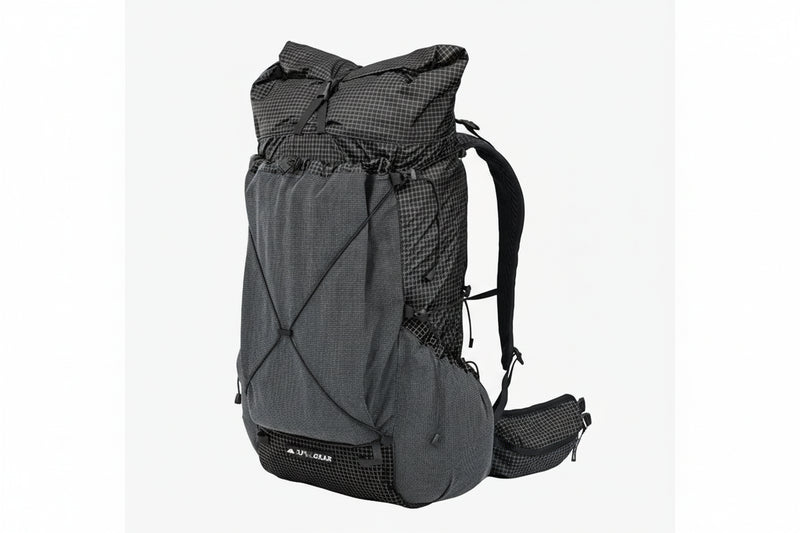Load image into Gallery viewer, Black outdoor backpack with visible brand logo on a white background
