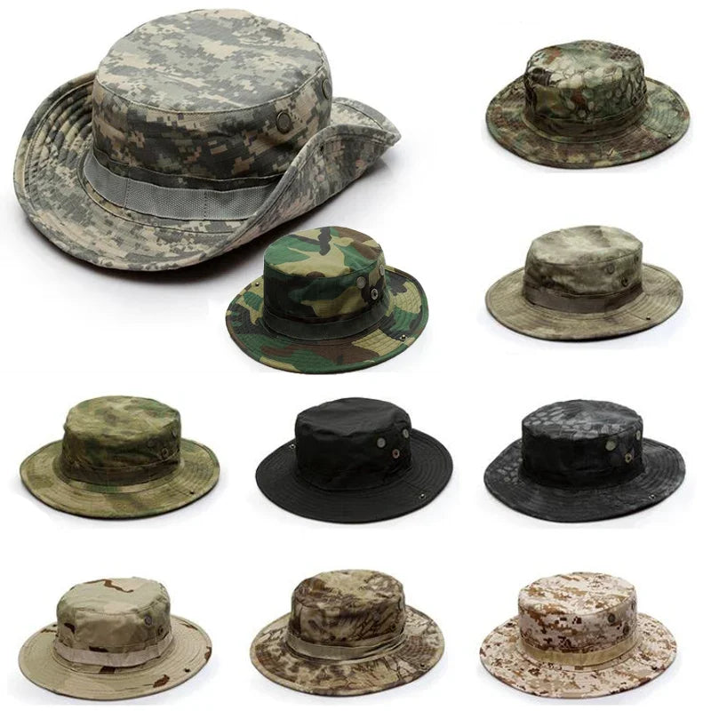 Load image into Gallery viewer, Camouflage Tactical Cap Boonie Hat Caps Camo Men Outdoor Sports Sun Bucket Cap Fishing Hiking Hunting Hats Gear
