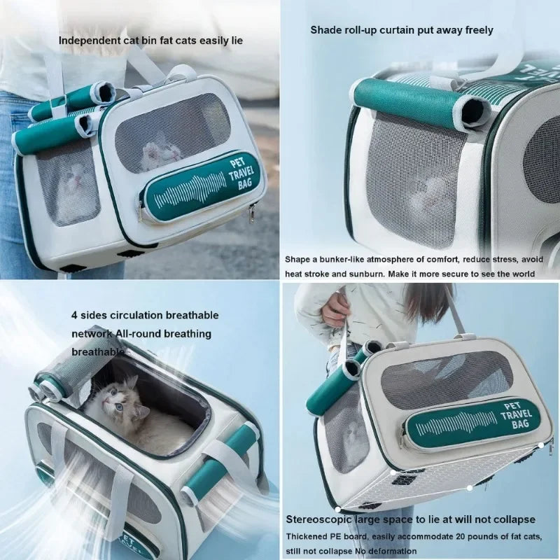 Load image into Gallery viewer, Foldable Pet Backpack Carrier Breathable Travel Bag for Cats &amp; Small Dogs
