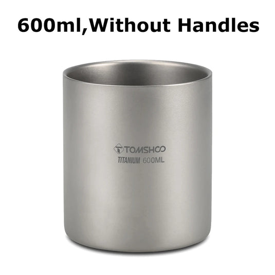 Double Wall Titanium Camp Cup | 220ml–600ml Insulated Coffee Tea Mug | Outdoor Hiking Backpacking