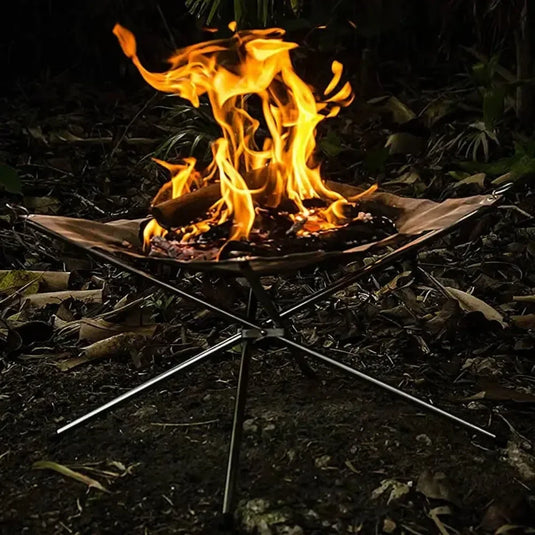 Outdoor Fire Pit Burning Rack Camping Stainless Steel Mesh Fireplace Foldable Stove BBQ Grill Patio with Replace Grilled Net