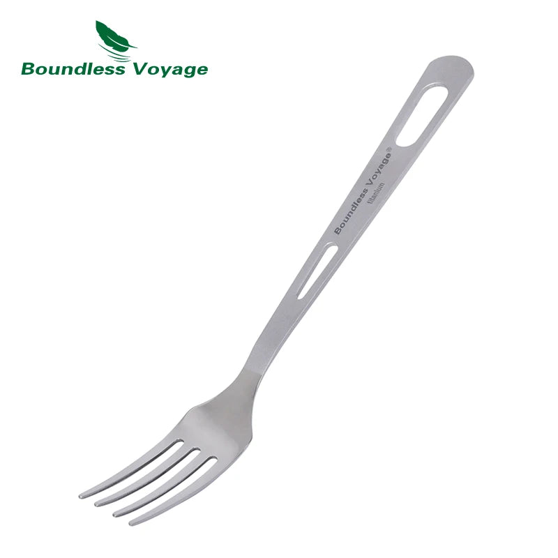 Load image into Gallery viewer, Boundless Voyage Titanium Camping Utensil Set – Lightweight 3-Piece Knife, Fork Spoon with Portable Bag
