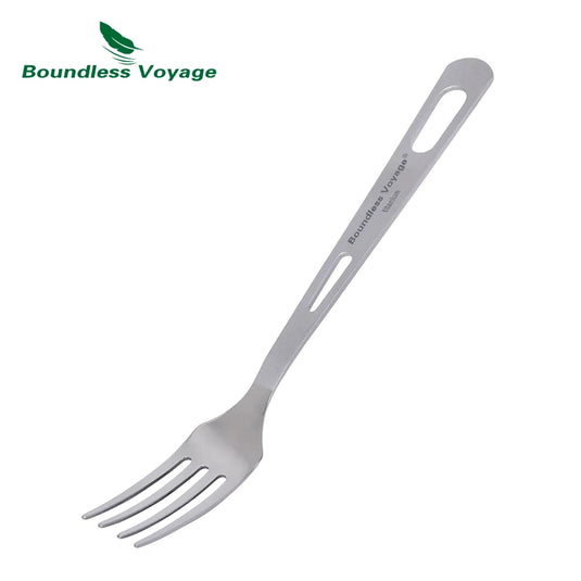 Boundless Voyage Titanium Camping Utensil Set – Lightweight 3-Piece Knife, Fork Spoon with Portable Bag
