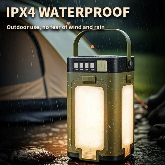 Solar Foldable Camping Lantern | 2000mAh Power Bank Tent Light | 6-Mode Portable Hanging Lamp