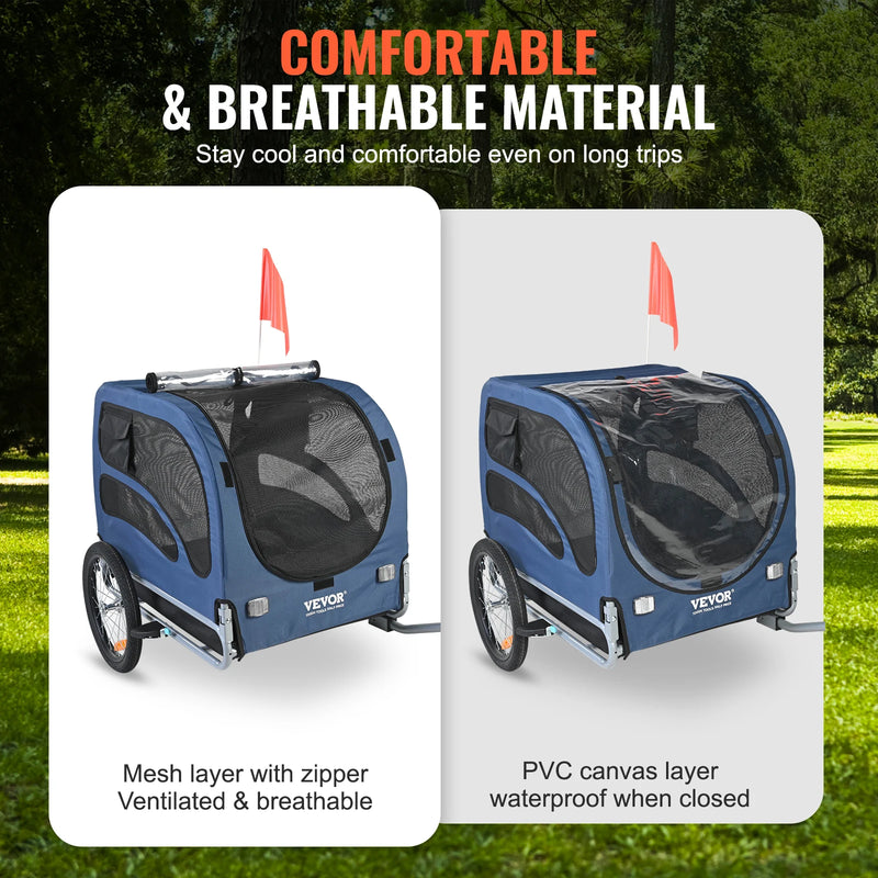 Load image into Gallery viewer, 100 lb Pet Bike Trailer Foldable Bicycle Carrier for Dogs with Coupler, Reflectors &amp; Safety Flag
