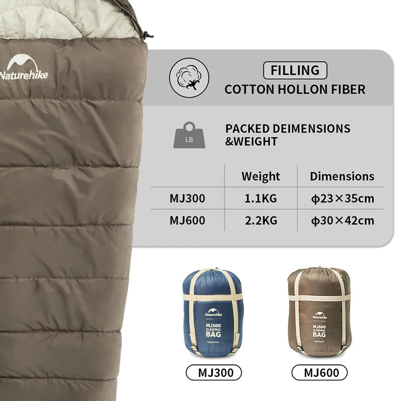 Load image into Gallery viewer, Naturehike Sleeping Bag MJ300 -1℃ Lightweight MJ600 -12℃ Mummy Sleeping Bag Outdoor Camping Cotton Winter Sleeping Bag
