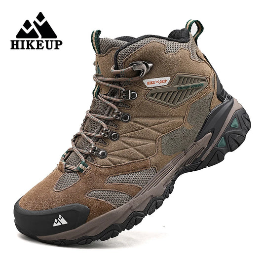 HIKEUP Men’s Suede High-Top Hiking Boots – Non-Slip Outdoor Performance for All Seasons